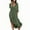 Army Green, variant on Women Solid Color Button Front Split Loose Shirt Dress - Slub Cotton, Casual & Elegant, Long Sleeve, Round Neck, S-XXL, Autumn/Winter