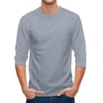 thumbnail image 7 of 3/4 Sleeve Shirts for Men Solid Color Crew Neck Baseball T-Shirts Casual Loose Fit Three Quarter Sleeve Tees Gray XL, 7 of 7