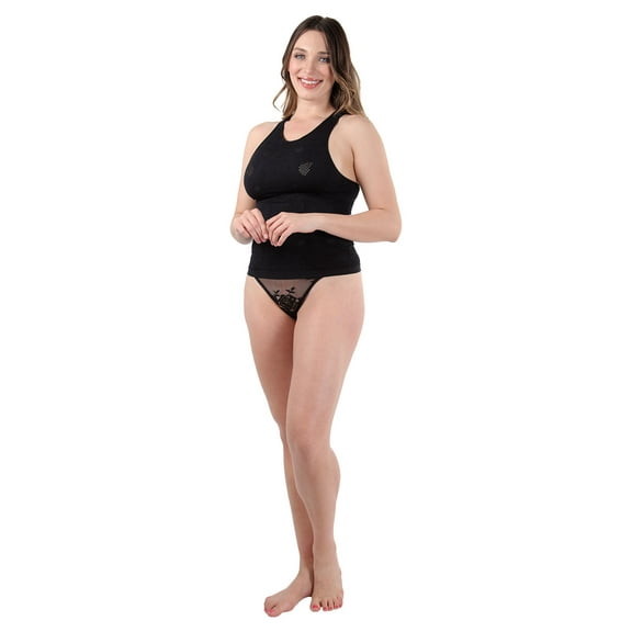 MeMoi Women's Seamless Racerback Lightweight Camisole Tank Top - Womens - Female, Small, Limo Black