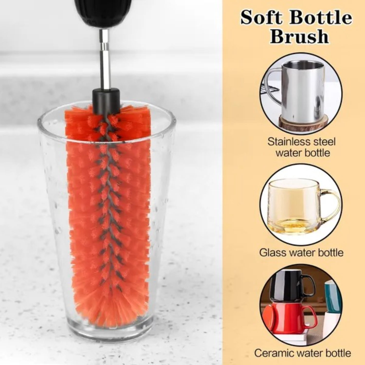 Drill Brush for Car Wheel and Bottle High Density Nylon Cleaning Brush for Wheels Rims Engines Exhaust
