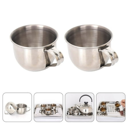 Tineasur Back to School Drinking Mug Tea Mugs Silver 304 Stainless Steel 2Pcs