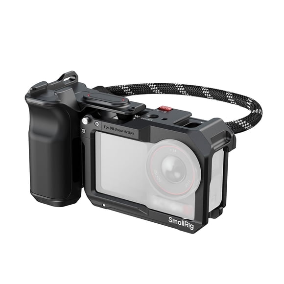SmallRig Handle Grip Kit for DJI Osmo Action 5 Pro / 4/3 with Cage, Street Photography Grip for DJI, Quick Release, Shutter Button, Cold Shoe, Wrist