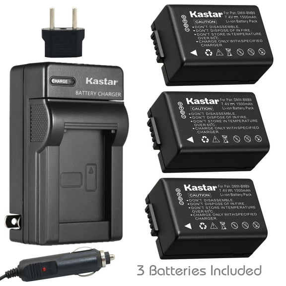 Kastar 3pcs Battery   Travel Charger Replacement for Panasonic DMW-BMB9 DMW-BMB9E DMW-BMB9PP Lumix DMC-FZ40 DMC-FZ45 DMC-FZ47 DMC-FZ48 DMC-FZ60 DMC-FZ62 DMC-FZ70 DMC-FZ72 DMC-FZ100 DMC-FZ150 Camera