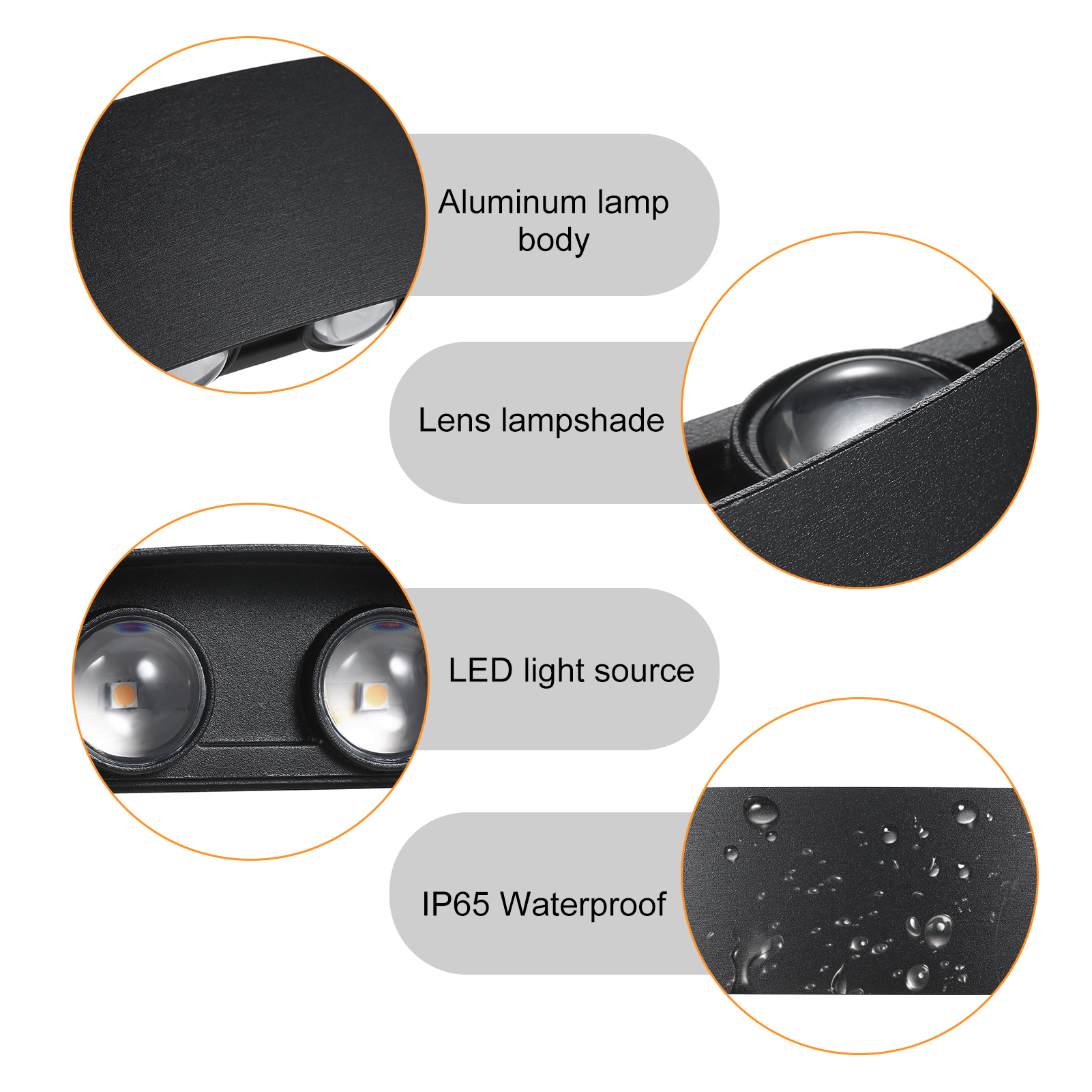 Neoglint 8W LED Wall Sconce, Aluminum Modern Black Wall Lamp, 4000K Warm White Up Down Wall Mount Lights for Bathroom Bedroom Living Room Porch Stairs Hotels Garden Pathway
