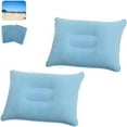 thumbnail image 1 of Paquete de 2 almohadas inflables ultraligeras de color gris, almohada de aire cuadrada pequeña de tela flocada para senderismo, camping, viajes, siesta, silla de mesa, soporte para cuello y lumbar, 1 of 7