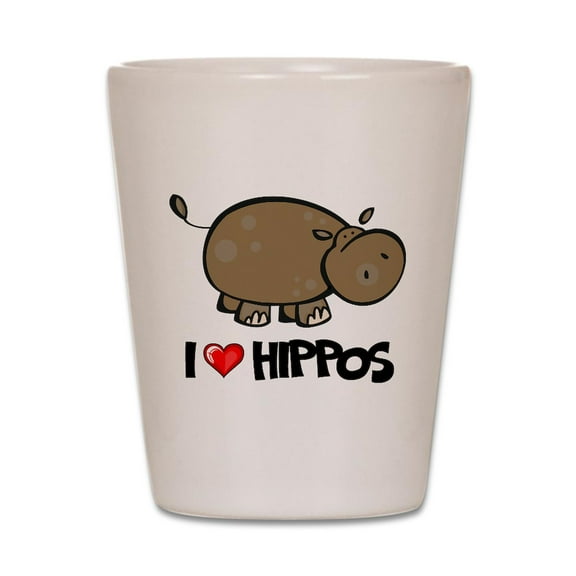 CafePress - I Love Hippo - White Shot Glass, Unique and Funny Shot Glass