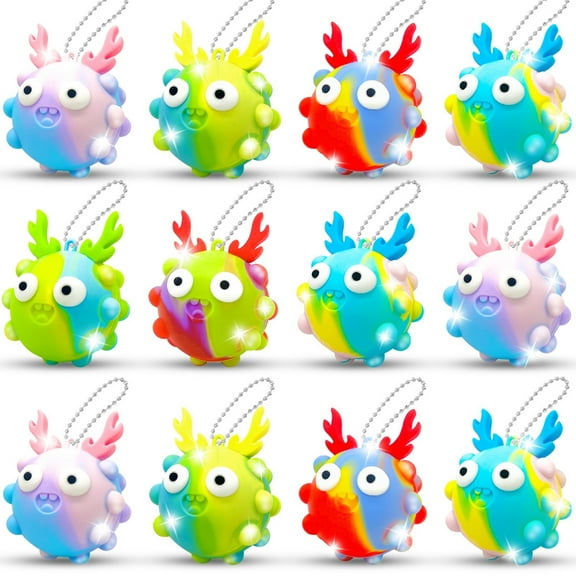 3D Silicone Stress Relief Ball Keychain with Bubble Popping Design, Squeeze Sensory Fidget Toy for Tension Release Portable Pocket Companion