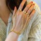 thumbnail image 5 of Moda Punk anillos pulsera Metal Unisex capas Vintage muñeca cadena regalos para el Día de San Valentín joyería de fiesta con 5 anillos cadena de mano Oro Yinane Pulsera punk, 5 of 8