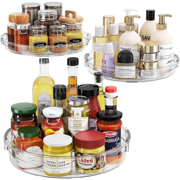 3 Pack Lazy Susan Organizer 10'' Turntable for Cabinet, Pantry Organizers and Storage, Rotating Condiment Organizer for Kitchen, Table Top, Fridge, Countertop, Spice Organization