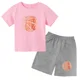 thumbnail image 3 of Conjunto de bebé nuevo estampado de moda con patrón de baloncesto verano niño cómodo transpirable casual deporte niño camiseta pantalones cortos conjunto de 2 piezas, 3 of 5