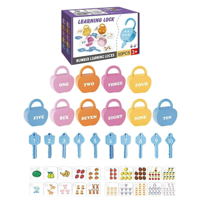 Jouets d'Éveil pour Tout-Petits Jeu de Serrure et de Clé de Formes Alphabet Chiffres Appariement Jouet d'Apprentissage de la Motricité Fine pour Bébés Enfants Livres de Lecture Précoce pour Filles Éducation Spécialisée Traumatisme Précoce