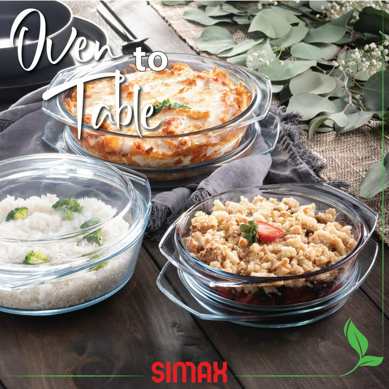 Simax Casserole Dish Set, Set of 3 Casserole Dish with Lid, Round Glass  Cookware, Borosilicate Glass, Made In Europe 0.75 Quart, 1 Quart and 1.5  Quart