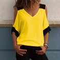 thumbnail image 1 of Mikilon Femmes Été Mode au Large de l'Épaule V-Cou à Manches Courtes T-Shirt Décontracté Top, 1 of 7