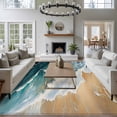 thumbnail image 4 of Blue Ocean Washable Living Room Rugs 5'x8', Wave Texture Beach Abstract Modern Art Low Pile Throw Large Area Rug Non-Slip Sturdy Edge Binding Carpet for Living Room Kitchen Office, 4 of 9