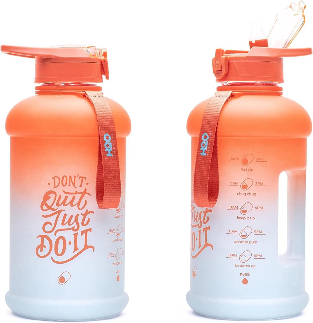 INSPO Half Gallon Water Bottle with Time Marker and Straw Motivational