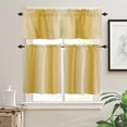 thumbnail image 2 of Ginger Yellow Kitchen Curtains and Valances Set, Gradient Ombre Rod Pocket Window Valance 18 Inch Window Curtain Panels for Living Room Bedroom Laundry, 27.5x24in, 3 Pieces, 2 of 7