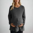 thumbnail image 2 of Jinhomg Womens Maternity Knit Sweater Lightweight Cozy Ruffle Hem Peplum Tops Fall Winter Casual Solid Color Long Sleeve Pregnancy Blouses Dark Gray XXL, 2 of 9
