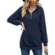 thumbnail image 1 of Jersey de baile sexy para mujer, sudadera con capucha con cremallera de un cuarto, Tops de punto sueltos lisos con bolsillos, 1 of 3