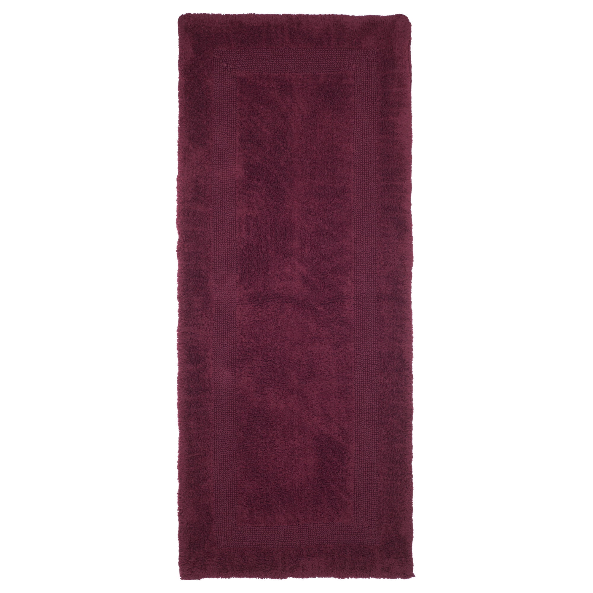 Lavish Home 60x24-Inch Machine Washable Cotton Bath Mat (Burgundy)