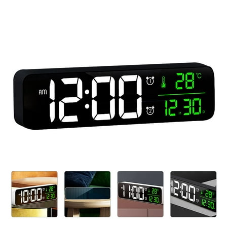 OULII 1Set Modern Alarm Clock with Simple Elegant Design for Bedroom Black ABS