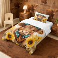 thumbnail image 2 of Erosebridal Bow Highland Bull Twin Comforter Sets for Kids Girls, Watercolor Sunflower Bedding Set, 2 of 6