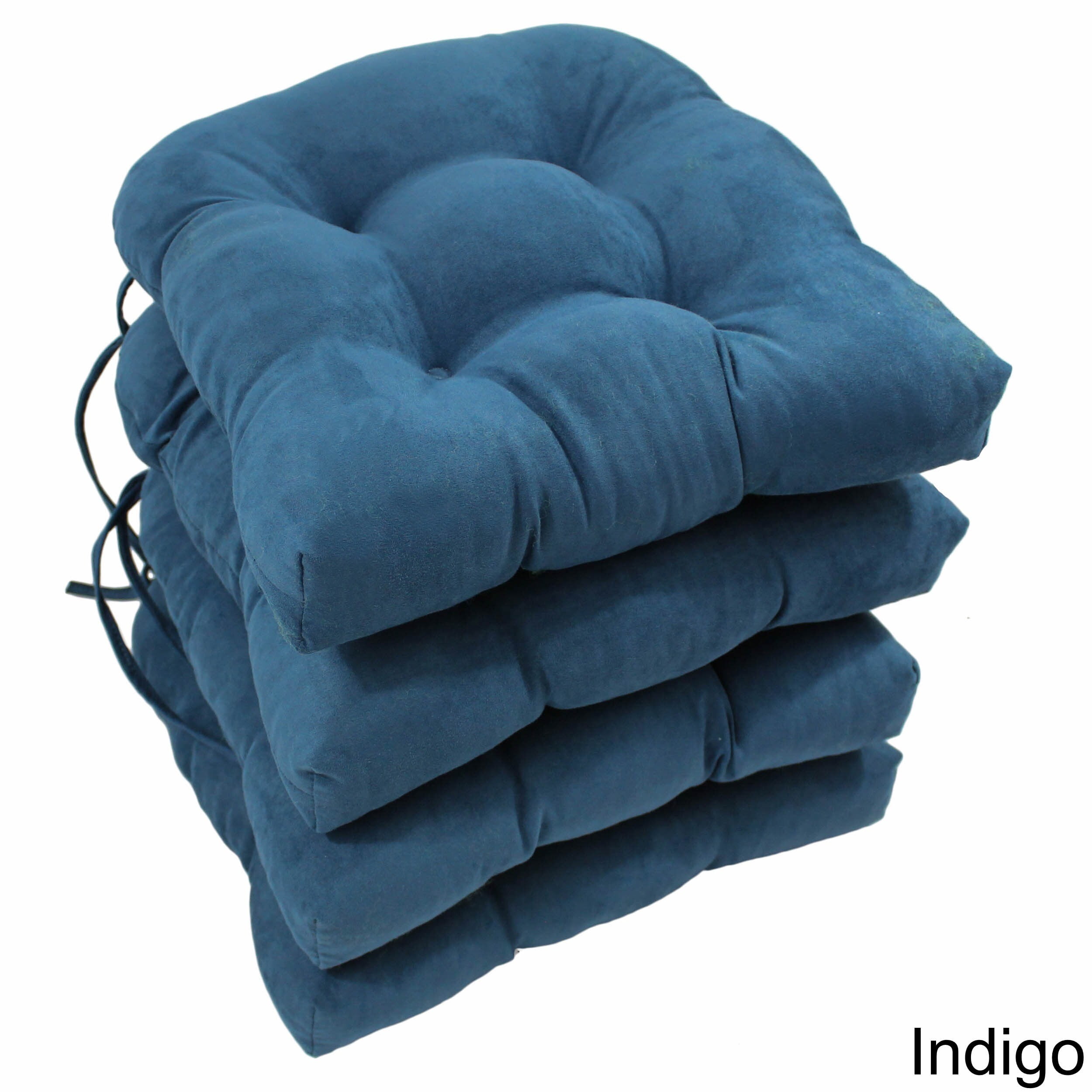 Blazing Needles 16-inch U-shaped Microsuede Chair Cushions (Set of 4