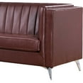 thumbnail image 3 of Benjara Microfiber Sofa with Vertical Pleated Design and Metal Legs, Brown, 3 of 5