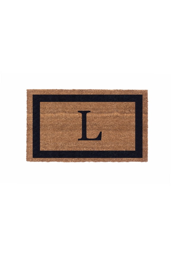 CocoMatsNMore Monogram (E) Vinyl Backed Black Single Border Doormats 38" x 60"