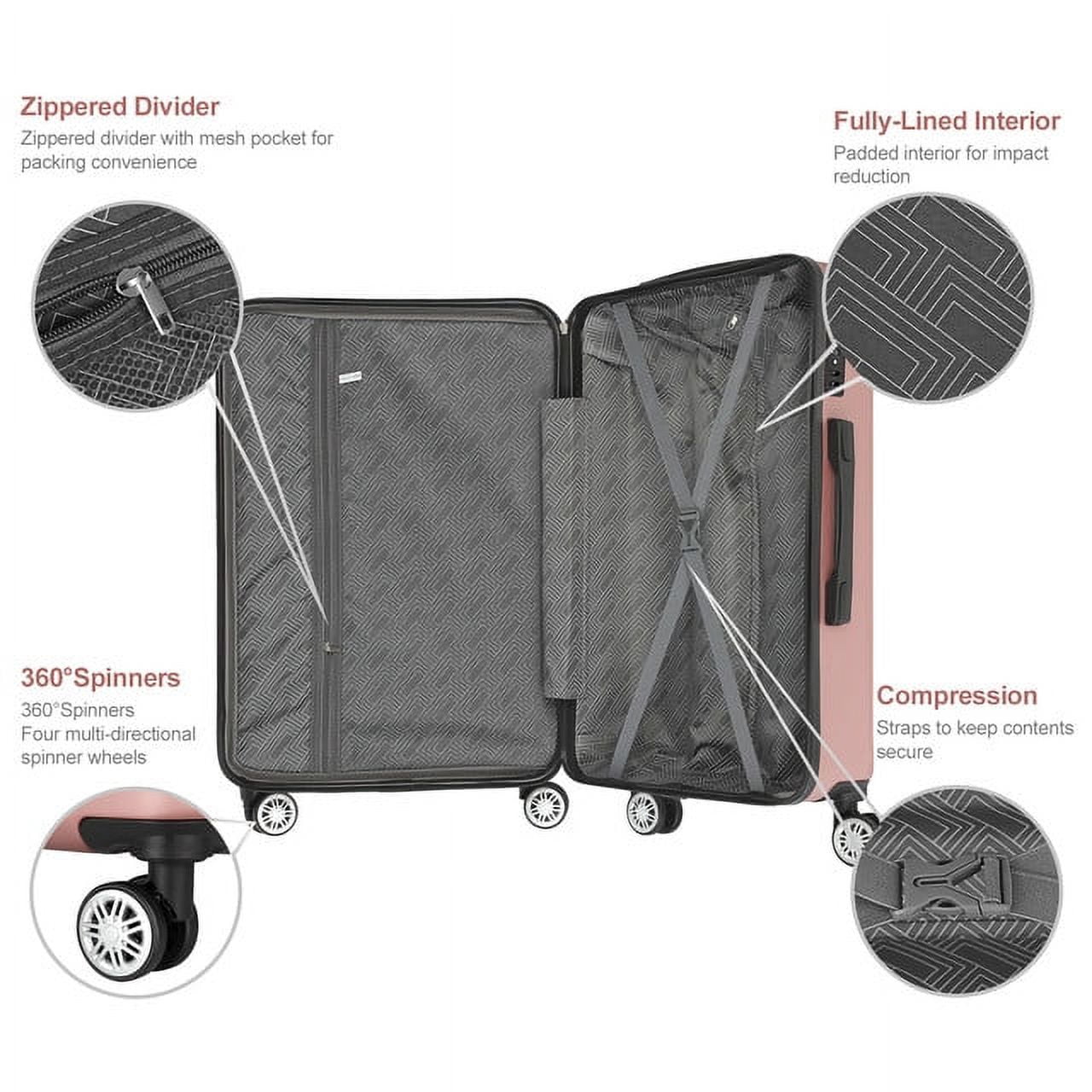 Hikolayae Cottage Collection Hardside Spinner Luggage Sets in Rose Gold, 3 Piece - TSA Lock