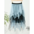 thumbnail image 3 of Coduop Women Midi Skirts Contrast Color Elastic Waist Irregular Multi-Layered Tulle Skirt, 3 of 9
