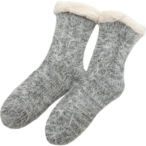 OFFIGAM Women's Black Thermal Slipper Socks, Lightweight Fuzzy Cozy Socks for Home, 1 Pair Comfortable Warm Footwear