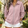 thumbnail image 2 of LUVDA Women's Waffle Knit Zip Up Jacket with Large Pockets Long Sleeve Collared Fall Outerwear, 2 of 6