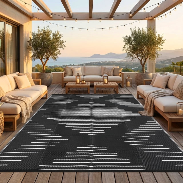 Outdoor Rug Waterproof Reversible Plastic Straw Outdoor Rug Fold Portable Camping Picnic Carpet Mat Indoor Outdoor Rug for Backyard RV Mat Open Living Room Outside