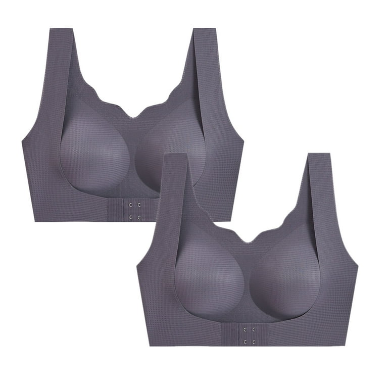Womens 2PCS Seamless Rimless Tank Style Bra Beauty Chest Pads Bra Daily  Sport Underwear Bra Purple M 