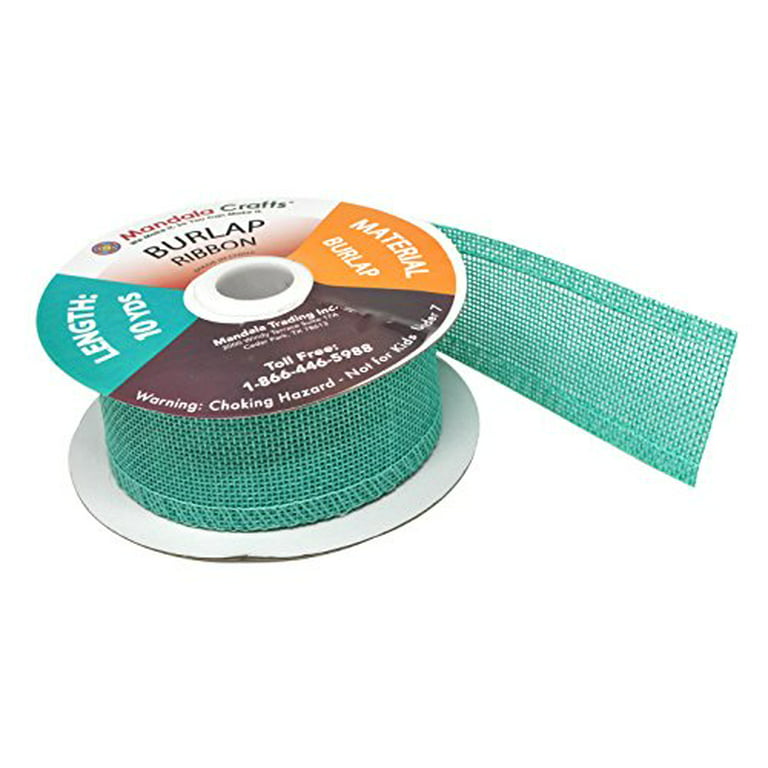 Turquoise Burlap Ribbon 1.5 inch 2 Rolls 20 Yards Unwired Rustic Jute Ribbon for Crafts, Mason Jars, Weddings, Party Decoration; by Mandala Crafts