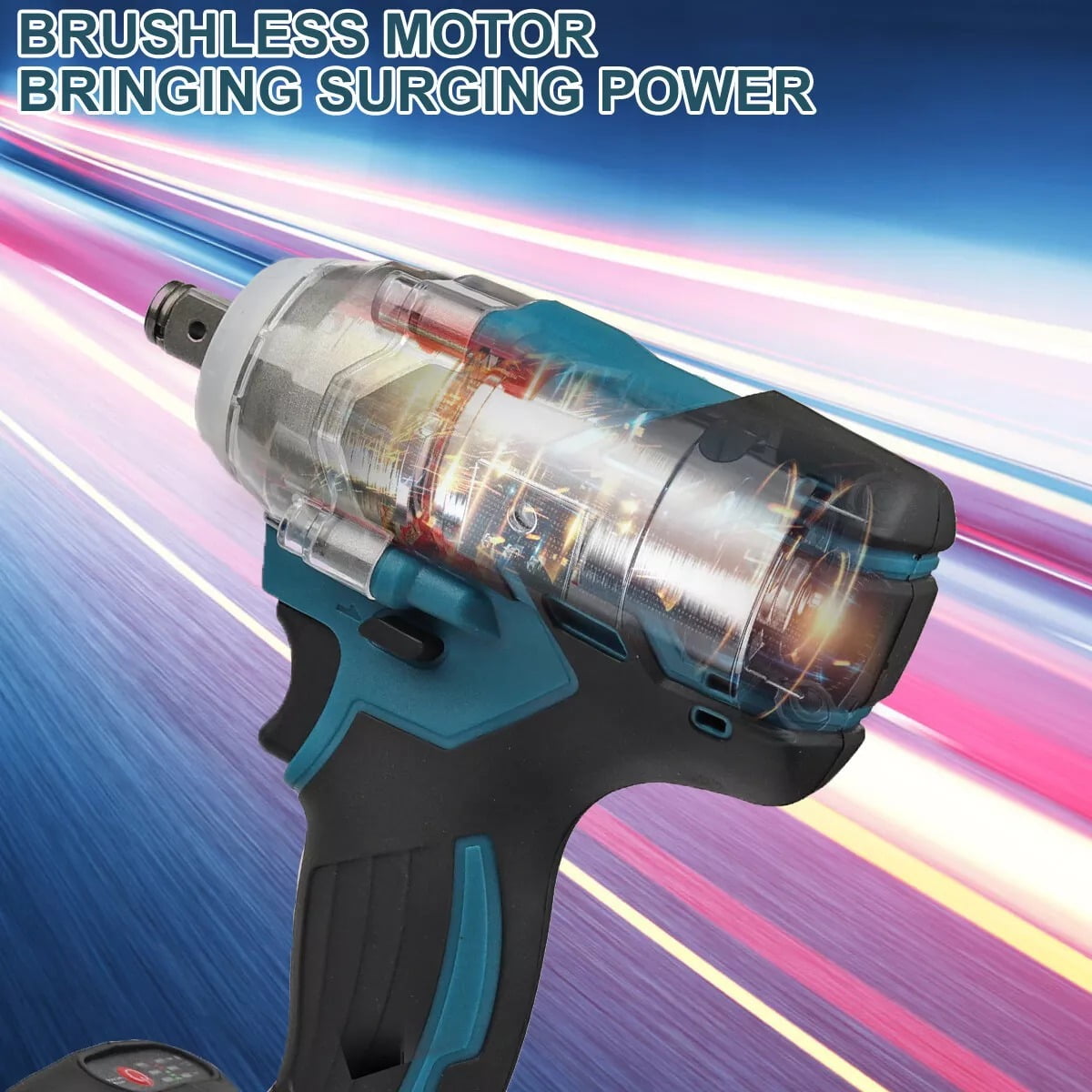 XEENSO High Power Cordless Impact Wrench Gun 1/2'', Tungsten Steel Shaft, Li-ion Battery