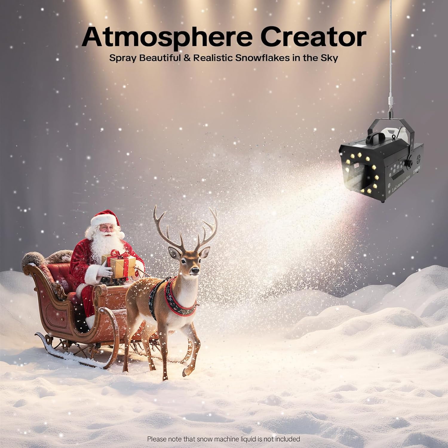 Miumaeov Snowflake Machine 1500W 12 LED DMX Stage Snowflake Machine with Wireless Remote Snow Machine for Parties Stage Wedding Live Concert Dj and Family Gatherings