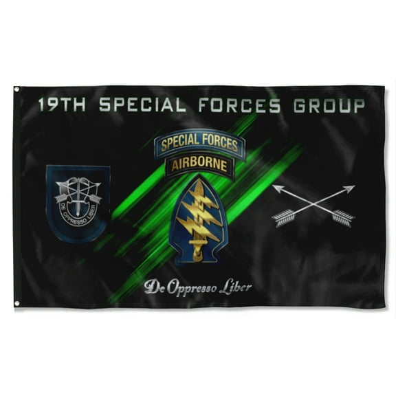 Cayyon 19th Special Forces Group Tabbed Flag 3x5Feet Military Banner with 2 Brass Grommets