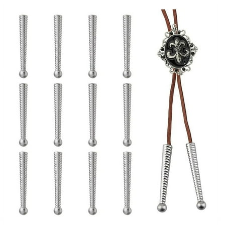 20Pcs Silver Bolo Tie Tips End Caps Long Alloy Cord Ends Bolo Tie Tips Bolo Cap Replacement Findings for Bolo Tie
