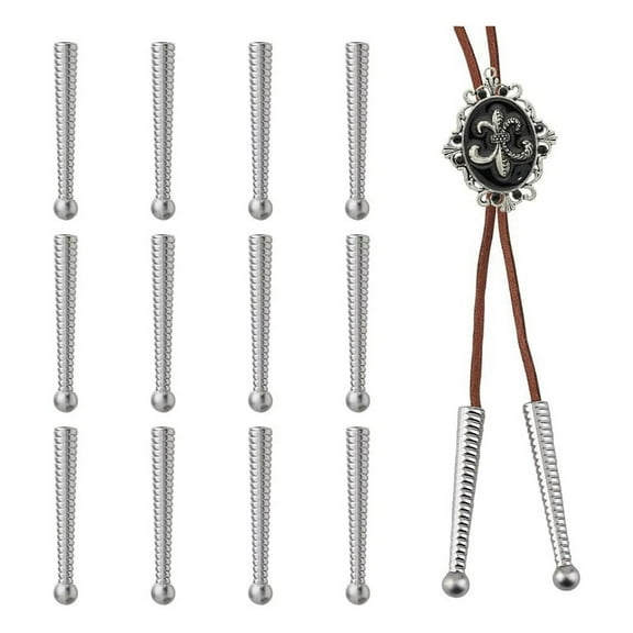 20Pcs Silver Bolo Tie Tips End Caps Long Alloy Cord Ends Bolo Tie Tips Bolo Cap Replacement Findings for Bolo Tie