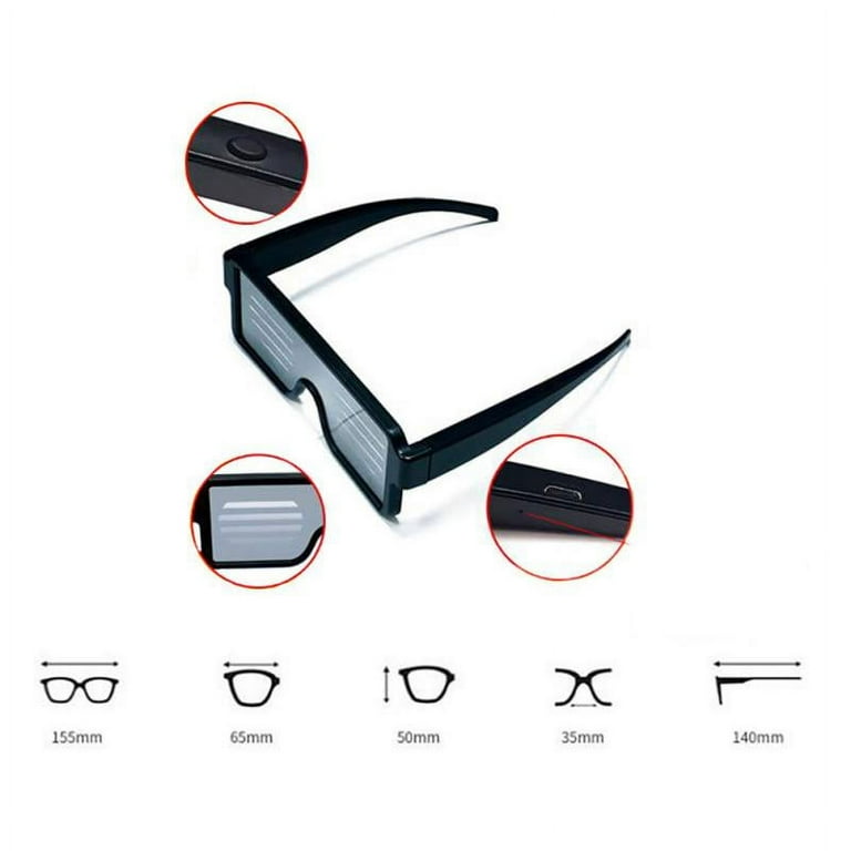 LED Customizable Bluetooth Glasses for Party APP Control LED Display Smart Glasses USB Rechargeable Glasses for Nightclub Festivals