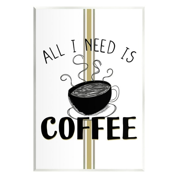 Stupell Industries Coffee Phrase with Bistro Stripe Food & Beverage Painting Unframed Art Print Wall Art, 10 x 15