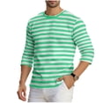 thumbnail image 2 of WIZUTIZ Mens Shirt Striped Cotton Spandex Crewneck Long Sleeve Basic Pullover Stripe Casual Crew Tee Shirt, 2 of 5