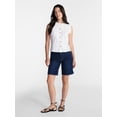 thumbnail image 3 of Time and Tru Women's Lace Inset Sleeveless Cotton Top, Sizes XS-XXXL, 3 of 6