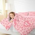 thumbnail image 5 of Manfei Pink Leopard Print Full Size Comforter Sets for Kids, Sweet Girl Bedding Comforter Set, Romantic Fashion Reversible Bedding Sets, Lightweight Room Decor, 3-Piece, 5 of 9