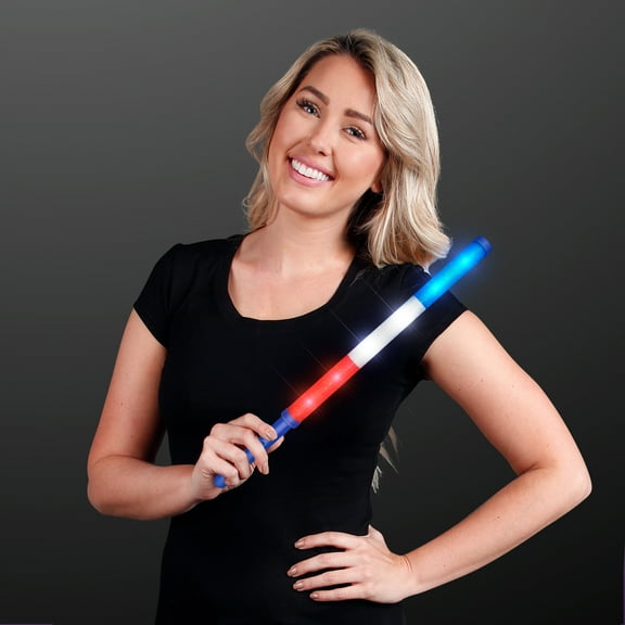 LED Red White & Blue Flashing Light Stick Baton
