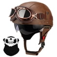 thumbnail image 1 of Medio casco de moto Lutcaut, estilo alemán, piel, color marrón, 1 of 6