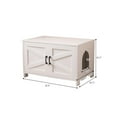 thumbnail image 3 of Demi Bonn 31" Wooden Cat Litter Box Cover Enclosure, Hidden Cat House Washroom, Spacious Storage, Fit Most of Litter Box, White, 3 of 7