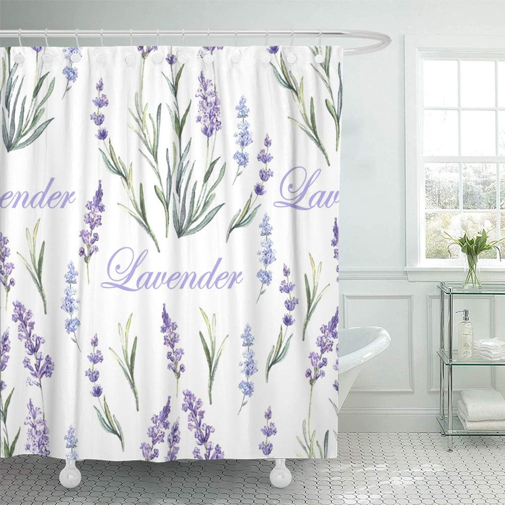 Painting Style Lavender Flowers Wood Plank Shower Curtain Set Bathroom Decor 72" 