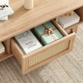 thumbnail image 5 of STARY Coffee Table, Mid Century Living Room Tables with Storage, Modern Square with Rattan Drawer, Wooden Living Room Table with Solid Wood Leg, 5 of 6